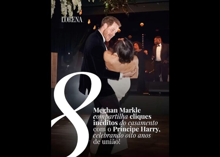 Meghan Markle compartilha fotos inéditas do casamento com príncipe Harry; e celebra 8 anos de união