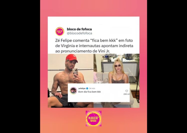 #zefelipe  comenta “fica bem kkk” em foto de #virginia .