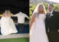 A noiva achou que pular na piscina com seu vestido de noiva seria 'divertido'. Segundos depois, ela está 'se afogando' (exclusivo)