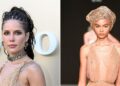 Halsey usa alta costura transparente de Rahul Mishra com Avan Jogia no Gold Gala