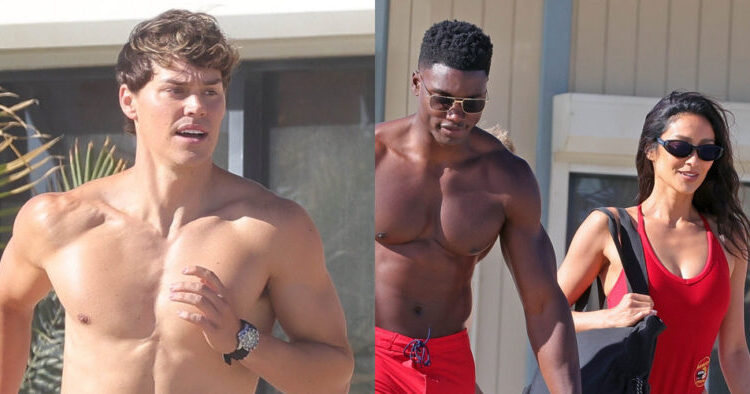 Noah Beck, Thaddeus LaGrone, Shay Mitchell e mais do Baywatch usam trajes de banho vermelhos icônicos durante as filmagens em Venice Beach – Just Jared – Notícias e fofocas de celebridades
