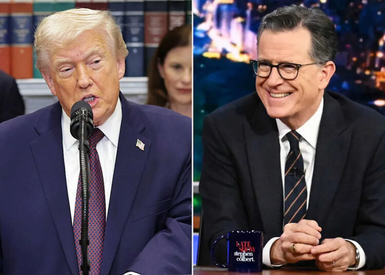 Trump avisa que entregará uma ‘mensagem’ a Stephen Colbert ‘em uma data posterior’, antes do final do “Late Show”