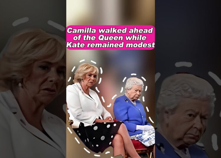 Camilla walked ahead of the Queen,while Kate remained modest! #fyp #royal #queencamilla #kate