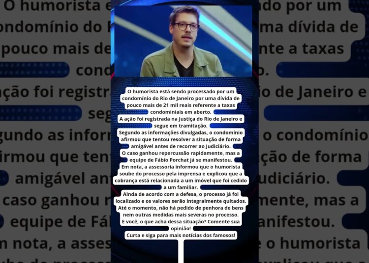 FÁBIO PORCHAT É PROCESSADO POR DÍVIDA E ASSESSORIA SE PRONUNCIA!