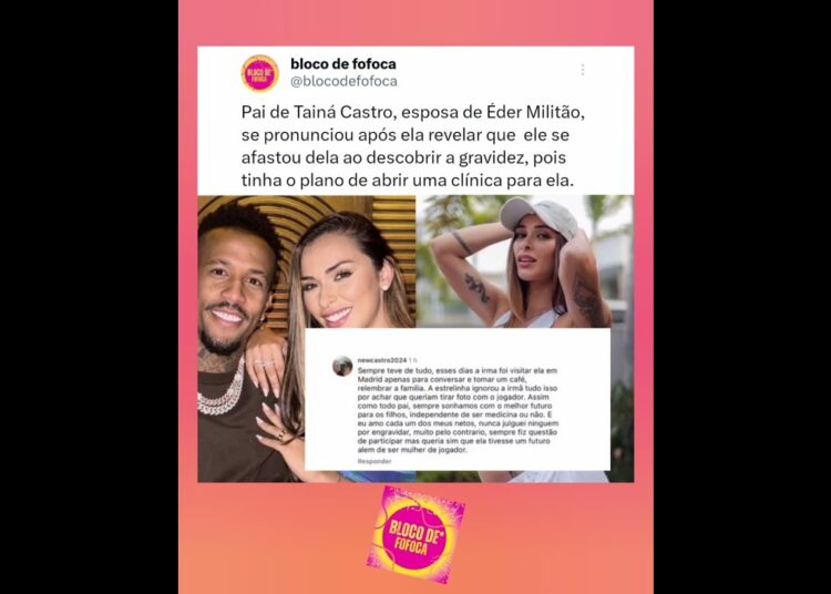 Pai de #tainácastro,se pronunciou após ela revelar que  ele se afastou dela ao descobrir a gravidez.