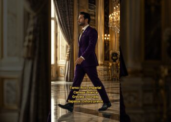 Estilo Masculino Roxo e Dourado – A Realeza Moderna que Vai Te Surpreender 👑 Luxo Revelado