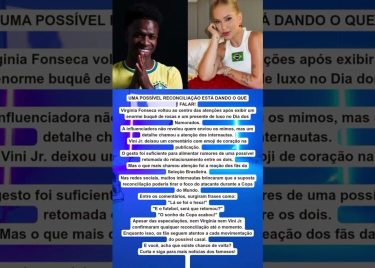 🚨⚽ POSSÍVEL VOLTA DE VIRGINIA E VINI JR  FAZ WEB TEMER PELO HEXA!