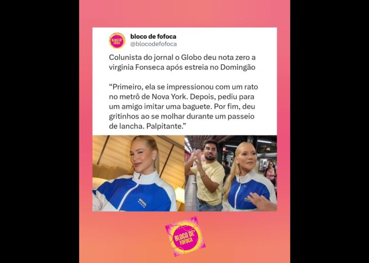 Colunista do jornal o Globo deu nota zero a #virginia após estreia no #domingãocomhuck . #fofoca