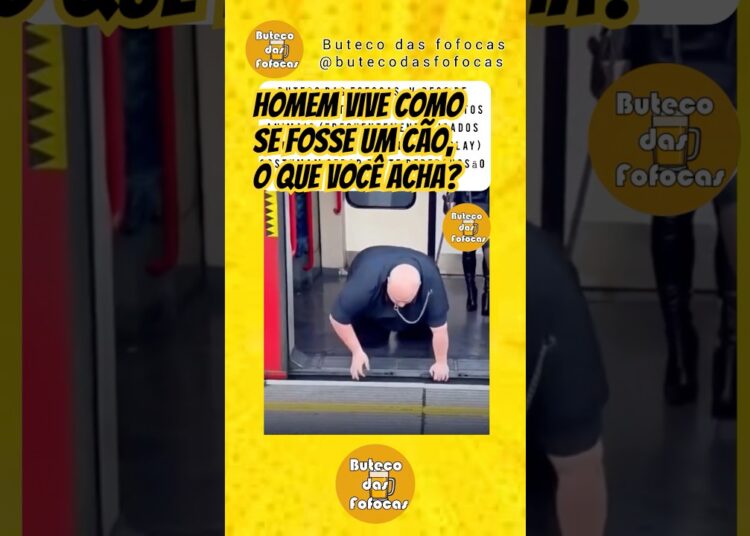 Homem que se indentifica como cão é visto de coleira saindo de trem, o que voce acha?