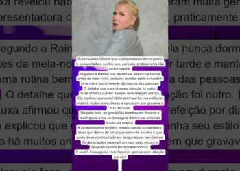 😲🍽️ XUXA REVELA QUE COME APENAS UMA VEZ POR DIA E SURPREENDE FÃS!