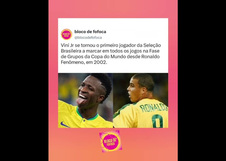 #vinijr se tornou o primeiro jogador da Seleção a marcar em todos os jogos na Fase de Grupos.#fofoca
