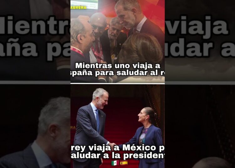 Es el protocolo de la realeza es saludar al presidente en turno. Es el REY DE ESPAÑA. No el presiden