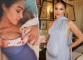 A grávida Olivia Culpo mostra sua barriga em uma foto noturna aconchegante