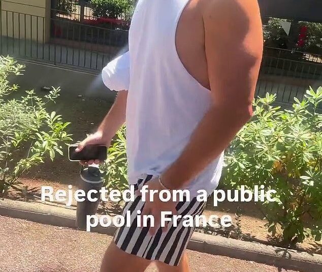 A influenciadora australiana Lauren Lakin diz que a família foi impedida de entrar em piscina pública na França devido a 'regra de higiene'