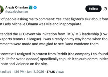 Alexis Ohanian explica por que compareceu ao evento do UFC na Casa Branca