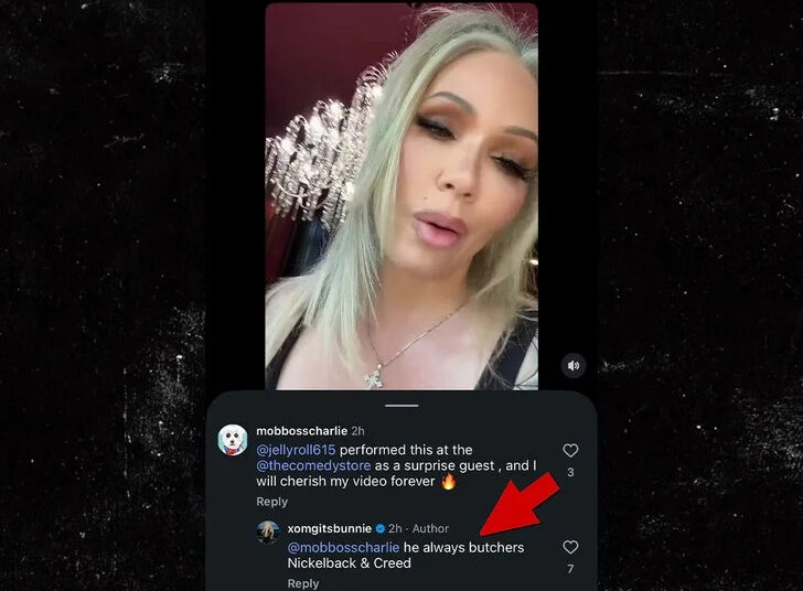 Bunnie XO brinca com Jelly Roll 'Butchers' Nickelback, músicas de Creed em meio ao divórcio