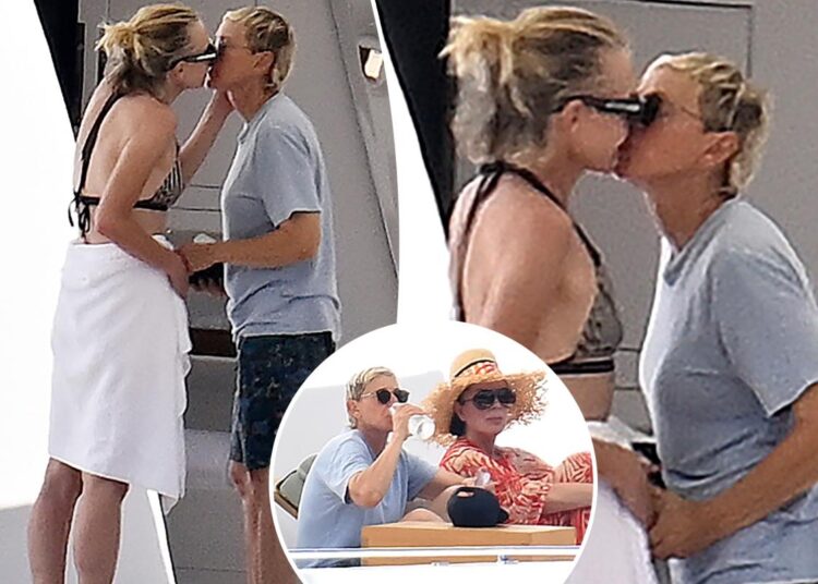 Ellen DeGeneres e sua esposa Portia de Rossi fazem as malas no PDA durante passeio de iate com Kris Jenner