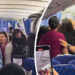 Fãs aglomeram corredor de avião no meio do táxi para filmar celebridades misteriosas na primeira classe