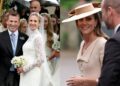 Membros da família real sorriem ao comparecerem ao casamento de Peter Phillips em meio ao desprezo do príncipe Harry