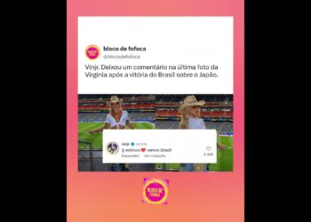 #vinijr . Deixou um comentário na última foto da #virginia  após a vitória do Brasil sobre o Japão.