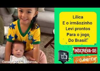 Lilica filha de Lore Improta e Léo Santana e o irmãozinho Levi prontos para o jogo do Brasil!