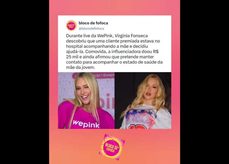 #virginia  doou R$ 25 mil  à uma cliente que  foi premiada e estava no hospital acompanhado a mãe.