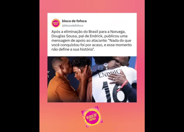 Douglas Sousa, pai de #endrick,  publicou uma mensagem de apoio ao atacante.