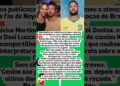MARIDO DA EX DE NEYMAR FAZ POST ENIGMÁTICO APÓS ELIMINAÇÃO DO BRASIL