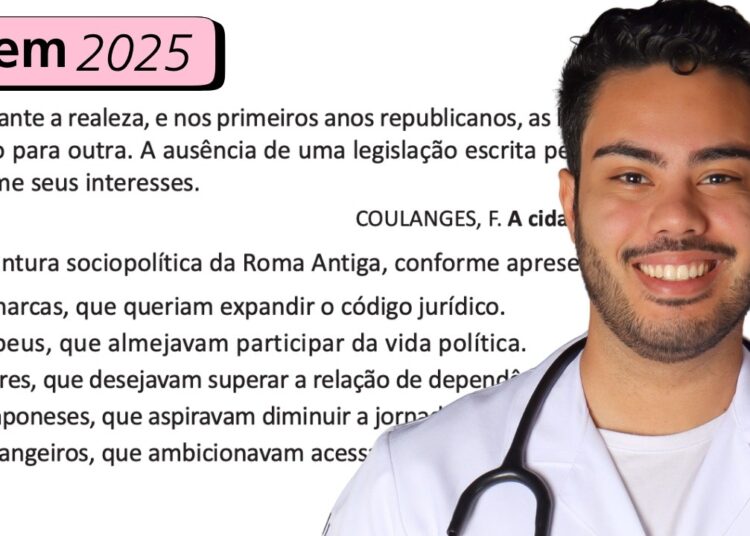ENEM 2025 – QUESTÃO 87: Durante a realeza, e nos primeiros anos republicanos, as leis eram