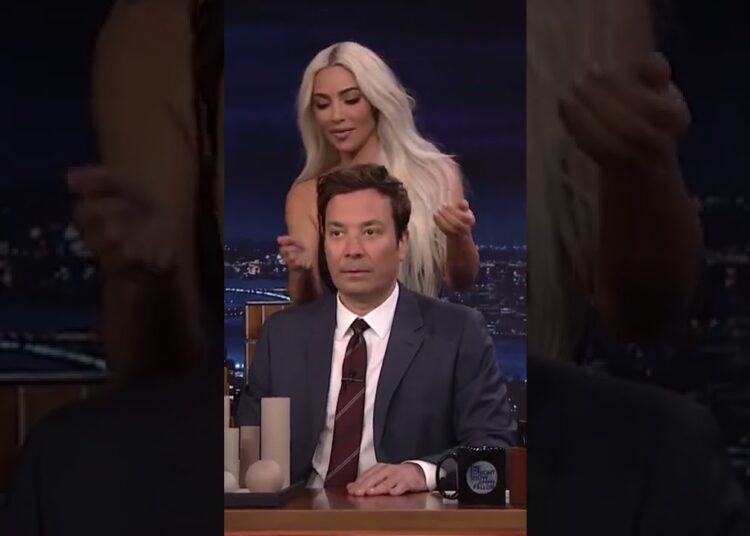 #KimKardashian gives Jimmy a face massage with her new #SKKN products 😂 #shorts