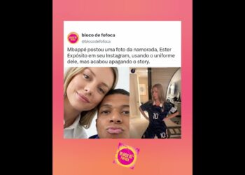 #mbappé postou uma foto da namorada,Ester Expósito em seu Instagram, usando o uniforme dele. #fofoca