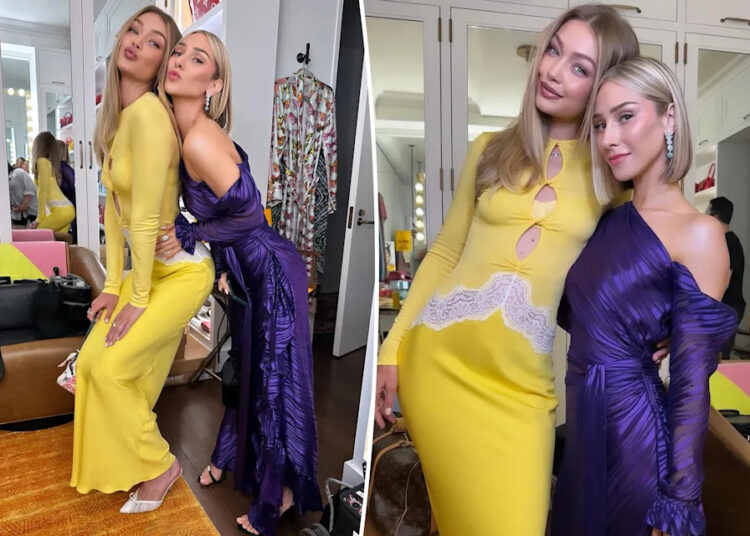 Gigi Hadid brilha com vestido amarelo recortado no jantar de ensaio de Travis Kelce e Taylor Swift