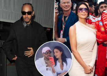'Homem mais feliz' Lewis Hamilton emociona-se com a namorada Kim Kardashian antes do Grande Prêmio da Inglaterra