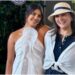 Priyanka Chopra se reúne com a co-estrela de Andaaz, Lara Dutta, em Wimbledon