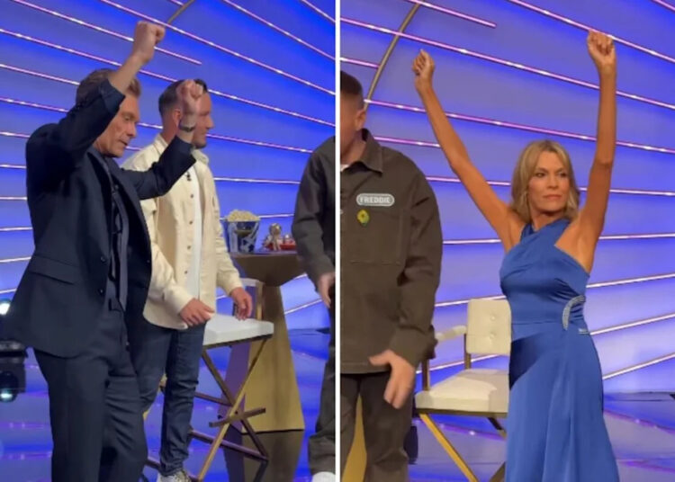 Ryan Seacrest e Vanna White recebem aula de dança com estrelas do LA Dodgers