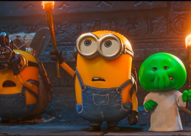 Esta imagen proporcionada por Universal Pictures muestra, desde la izquierda, los personajes Ed, Henry y Goomi en una escena de Illumination.