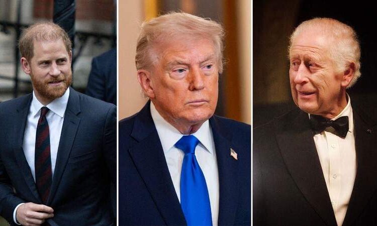 Trump está interviniendo como pacificador en la actual ruptura entre la familia real del príncipe Harry y el rey Carlos.MEGA