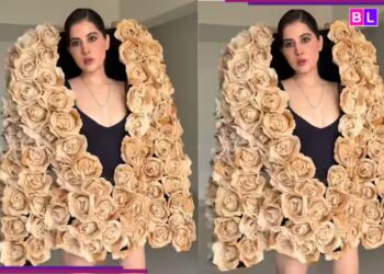 Uorfi Javed STUNS con un vestido color café floral en 3D, las celebridades sorprendidas reaccionan