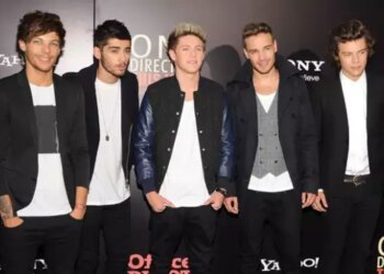 Louis Tomlinson, Zayn Malik, Niall Horan, Liam Payne y Harry Styles en la premiere de su película en Nueva York.