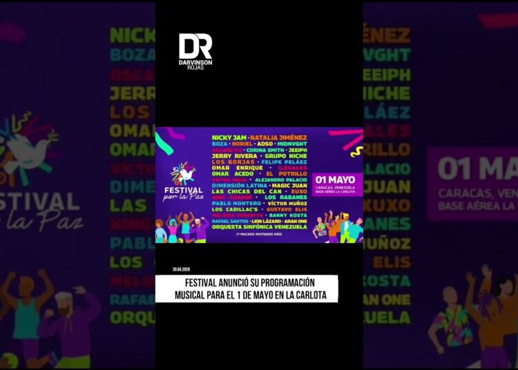 Revelaron lista de artistas del Festival por la Paz en Caracas