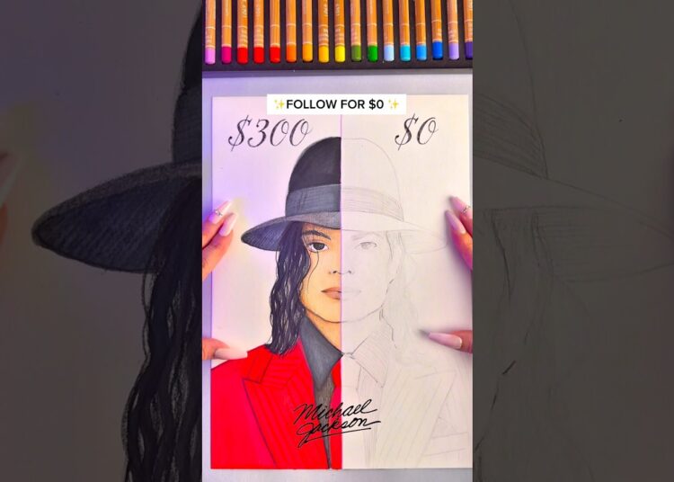 DRAWING MICHAEL JACKSON WITH $300 😱😳 #michaeljackson #drawing #sketch #art #challenge