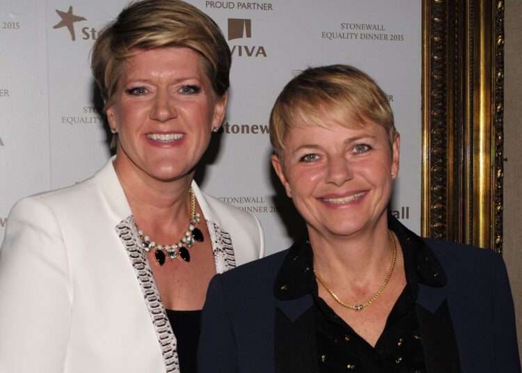 Clare Balding y Alice Arnold en la cena por la igualdad de Stonewall, 2015