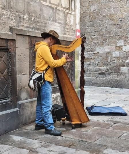 Músico callejero en el Barrio Gótico.