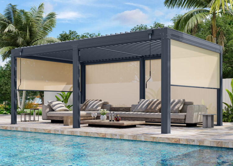 Pérgola con persianas Erommy con pantalla desplegable de panel, pérgola de aluminio para exteriores con techo ajustable a prueba de lluvia para jacuzzi y terraza para patio trasero y exterior Reseñas | camino justo
