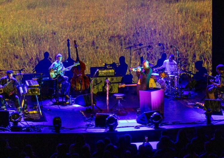 Musicians Josh Johnson, Anna Butterss, Flea, Deantoni Parks and Jeff Parker of Flea and the Honora Band perform at Thalia Hall on 1807 S Allport St, Chicago, IL 60608 on Thursday, May 7, 2025. | Barry Brecheisen/For the Sun-Times