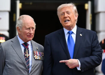 El presidente estadounidense Donald Trump se despide del rey fuera de la Casa Blanca el mes pasado (Samir Hussein/PA)