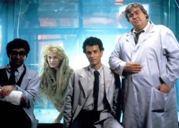 De izquierda a derecha: Eugene Levy, Daryl Hannah, Tom Hanks y John Candy en 'Splash'Crédito: Moviestore/Shutterstock