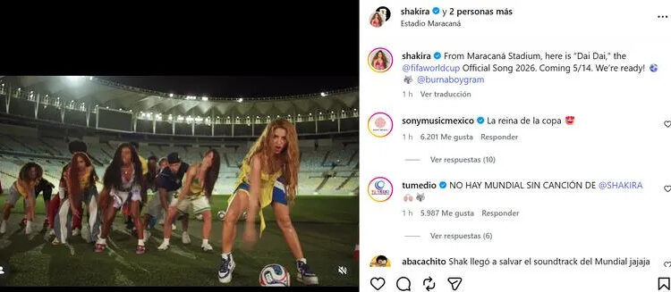 El posteo con el que Shakira anunció la canción oficial del Mundial 2026