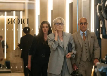 Anne Hathaway, Meryl Streep y Stanley Tucci en El diablo viste de Prada 2