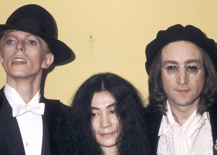David Bowie, Yoko Ono, John Lennon at the 17th Annual GRAMMY Awards